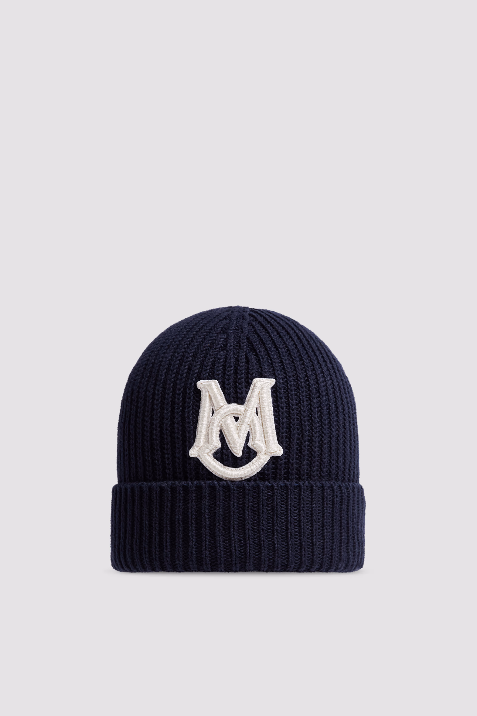 Gorro de algodón con monograma bordado Hombre Azul marino Moncler 0